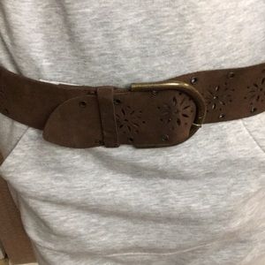 Brown suede belt w/Cut out Little designs around